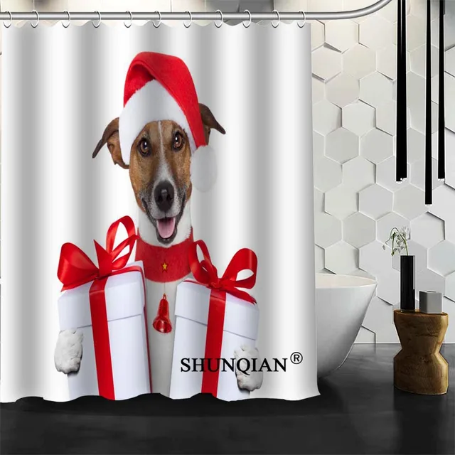 New Bathroom Curtains dog Christmas Shower Curtain Customized Shower
