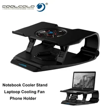 COOLCOLD охлаждающая подставка для ноутбука вентилятор односторонний Тетрадь охладитель база с воздушным охлаждением 7 с угловым регулируемым держателем для 15,6 17 ноутбук с нескользящей подошвой