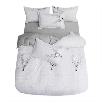 

4pcs Bedding Set Simple Printed Quilt Duvet Cover Flat Bed Sheet Pillowcase Cover Duvet Pillowcase Microfiber Soft Comforter