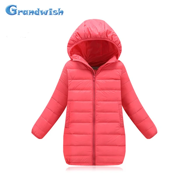 Grandwish Новые Мальчики и Девочки Твердые Капюшоном С Длинным Куртка Дети Ветрозащитный Пуховики Дети Парки Пальто Верхняя 4 Т-12 Т, SC293