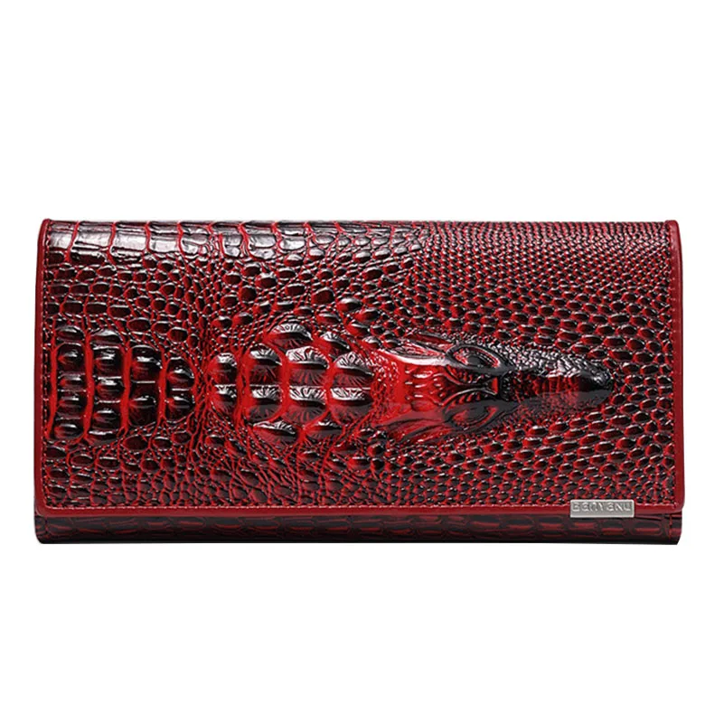 

Hot Sale! Luxury Crocodile Cow Leather Wallet Women Clutch bag Brand Long Genuine Leather Business Card Holder Coin Purse Wallet