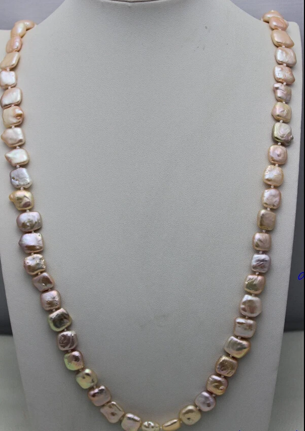 

FREE SHIPPING>@@> N3803 Natural color pink box Freshwater pearl Necklace 32" No metal "handmade"Beauty