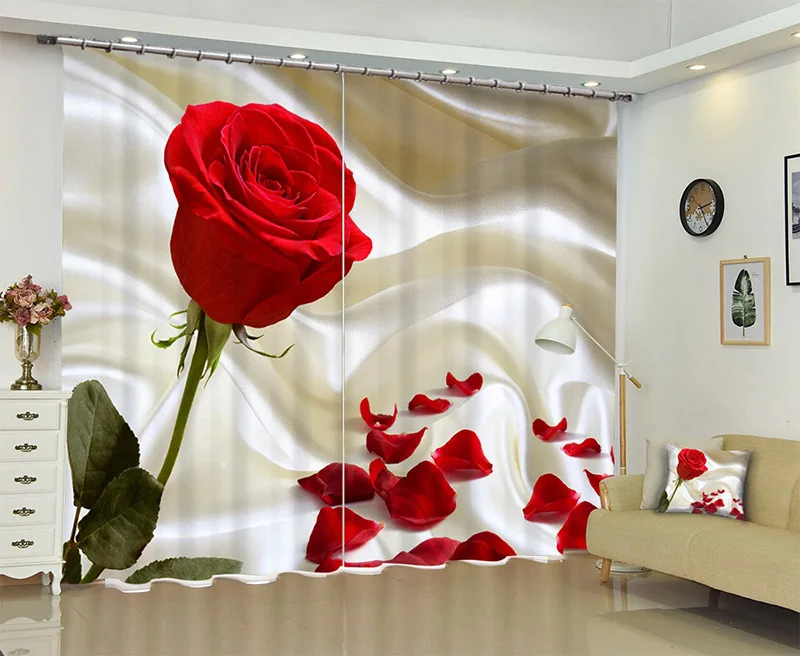 Meijuner 3D Роскошная занавеска s оконная занавеска гостиная затемненная занавеска s Свадебная спальня Cortinas Dormitorio на День святого Валентина - Цвет: red rose