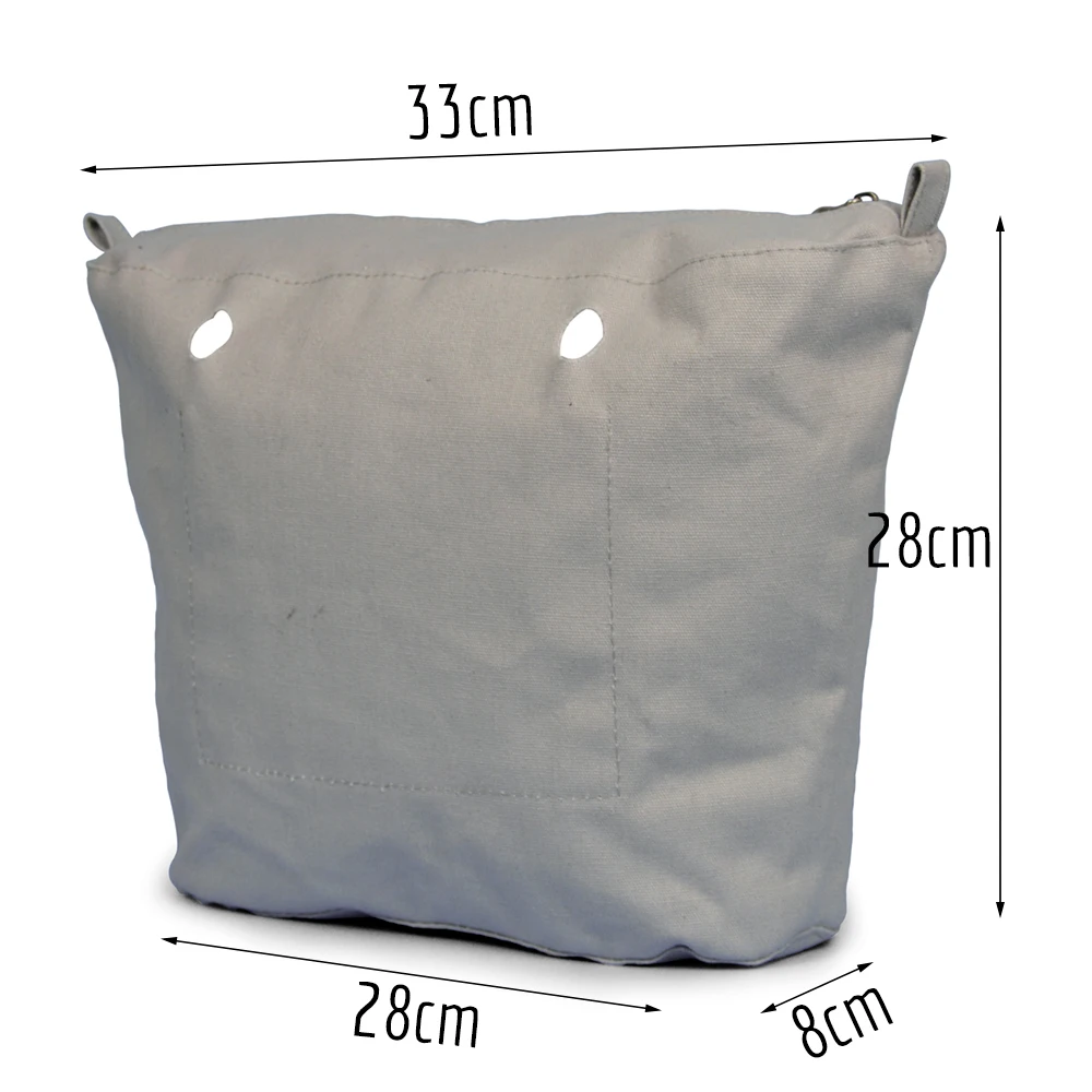 TANQU New Inner Lining Zipper Pocket for Mini Obag Canvas Insert with Inner Waterproof Coating for O Bag