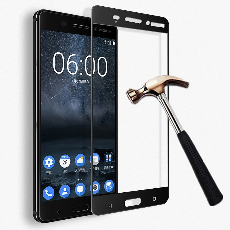 9H закаленное стекло для nokia 6 8 7 5 3 Полное покрытие стекло для nokia 5 Защита экрана 2.5D стекло пленки для nokia 8 защитный чехол