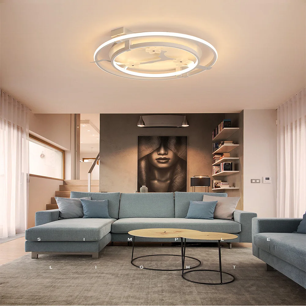 

Nordic style led ceiling lamps plum creative bedroom living room simple home Indoor Lighting RC Dimmable Pendant light