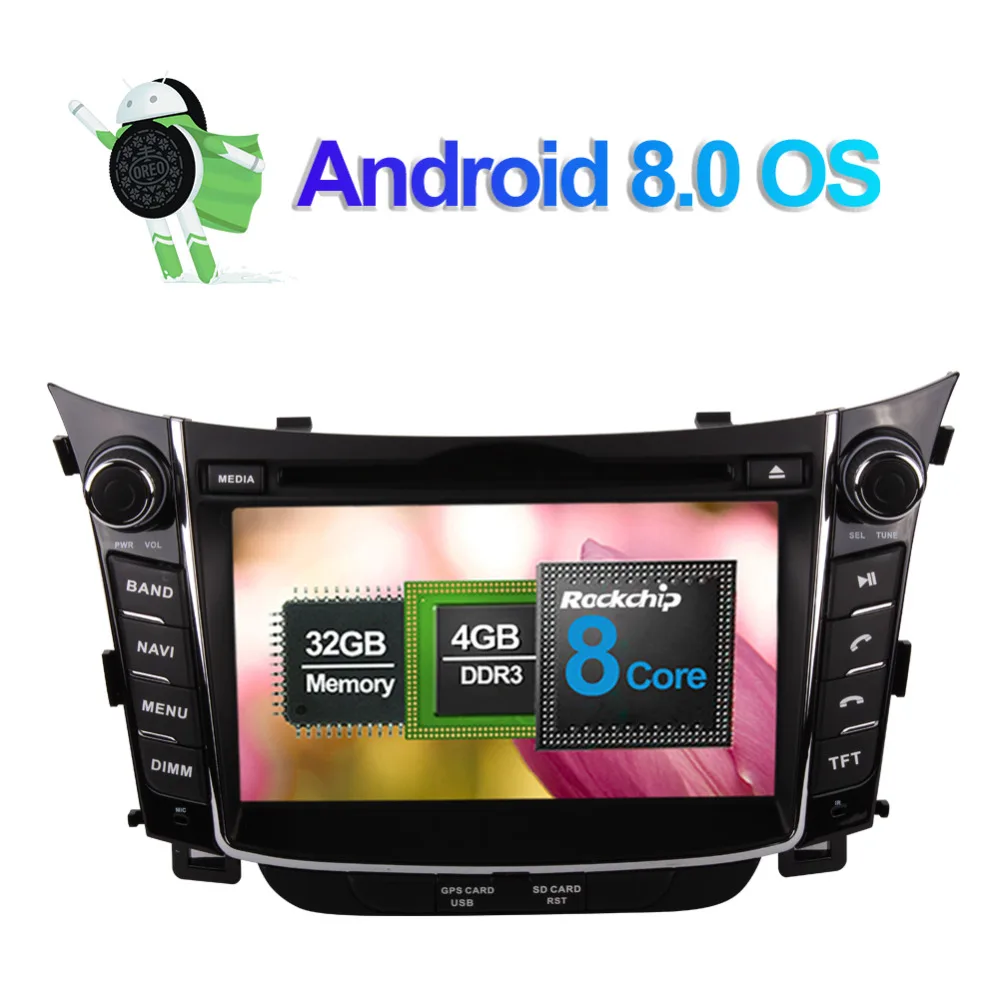 Best 4GB RAM Android 8.0 Octa Core Car Radio Stereo Multimedia DVD Player For Hyundai i30 2012- GPS Navigation Head Unit Bluetooth 3