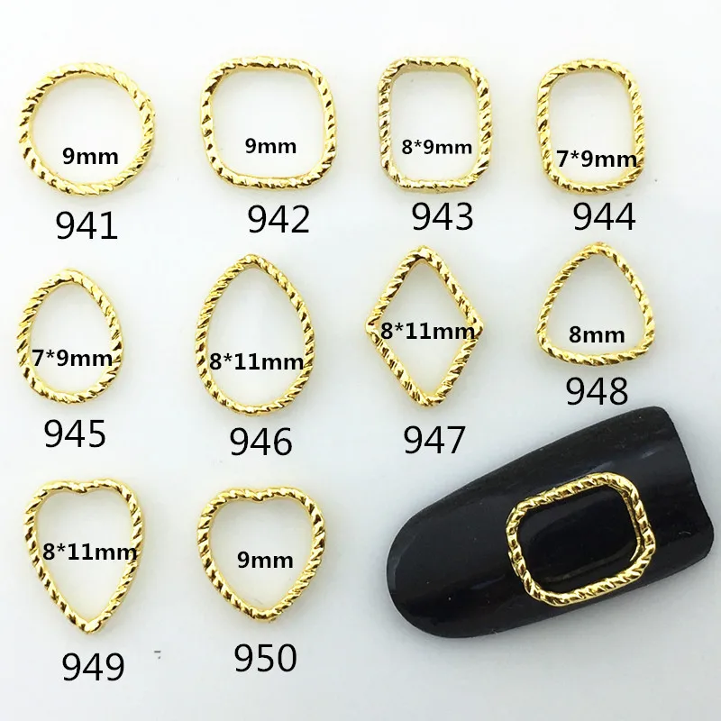 50pcs/pack Japan Alloy Nail Art Gold Frame Drop Tear Round Heart Metal Accessories Decoration for Phototherapy Sticker DIY | Красота и