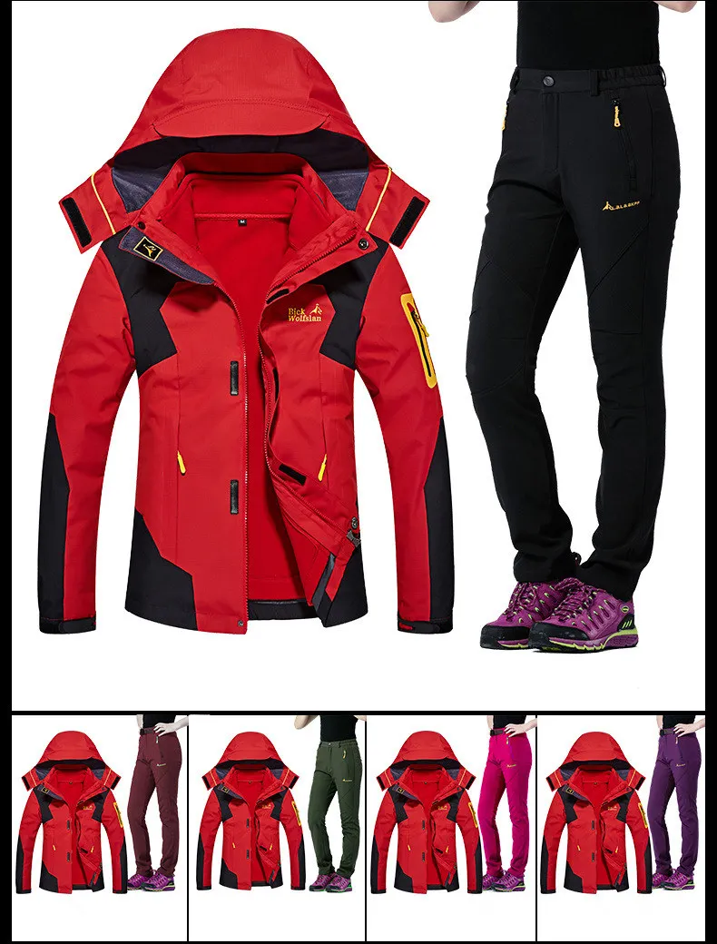 Jaquetas ao ar Livre de Acampamento Cabolsas + Calça Unco Boror High End Casais Caminhadas Jaqueta Cabolsa Escalada Três-in-one Terno M-8xl 2021new & 21 Jaq. caminhada