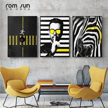 סגנון נורדי אדם מודרני בד ציור זברה מעבר HD תמונות לסלון קישוט בית אמנות קיר פוסטרים והדפסים