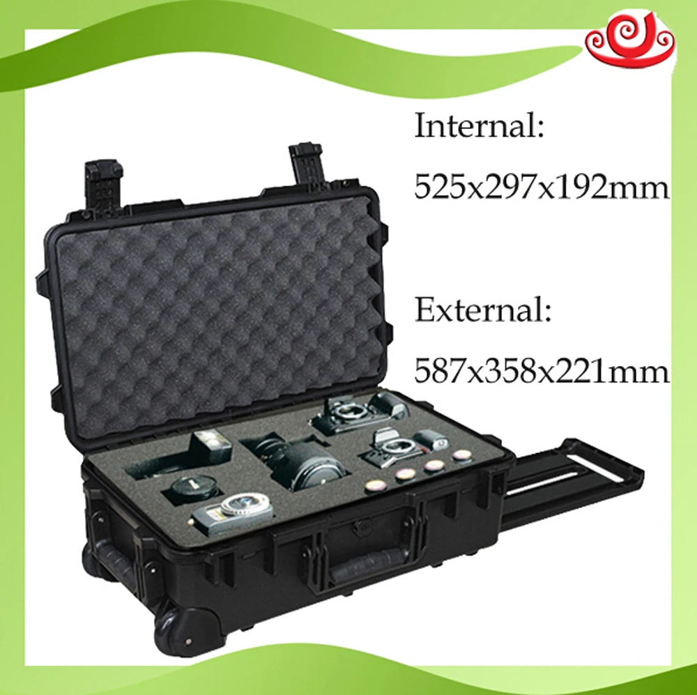 waterproof safety equipment case587*358*221mm Impact PP ALLOY Plastic sealed,tool case, tool box with Sponge Foma GL-2500