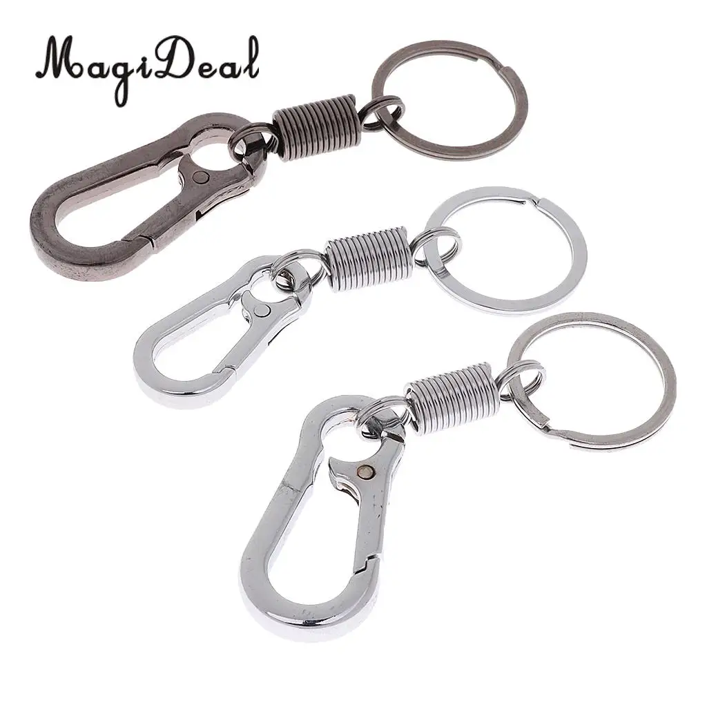 MagiDeal 10 Pcs Stainless Steel Spring Gourd Buckle Carabiner Keychain Waist Belt Clip Anti-lost Buckle Retractable Keyring