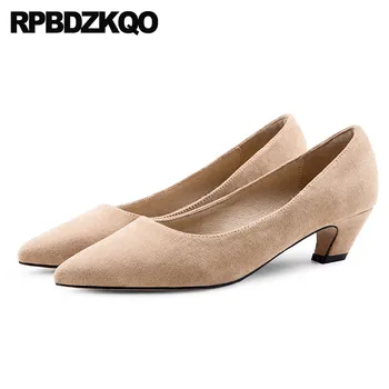 

Suede Black Shoes Women 10 42 3 Inch Size 4 34 2018 Big Pumps Thick Leopard Print High Heels 33 Nude Medium Casual Pointed Toe