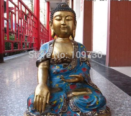 

003129 Tibet Buddhism Temple Copper Bronze cloisonne Sakyamuni Tathagata Buddha Statue