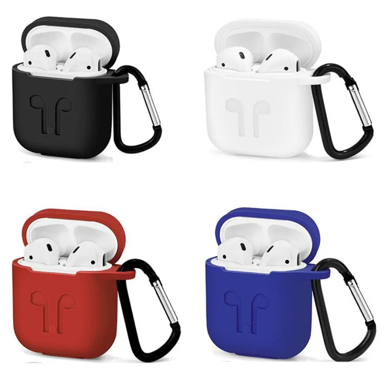 

Anti-lost Silicone Eerphone Pouch Store Box Protective Bag + Hook for Apple iphone X 8 7 6 AirPods Wireless Headphone Cover Case