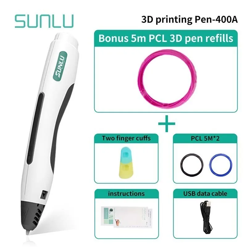 

SUNLU 3D Printing Pen Support 1.75mm Low Temperature PCL Filament Children Safe Scribble As Birthday Gift For Kids & Adults