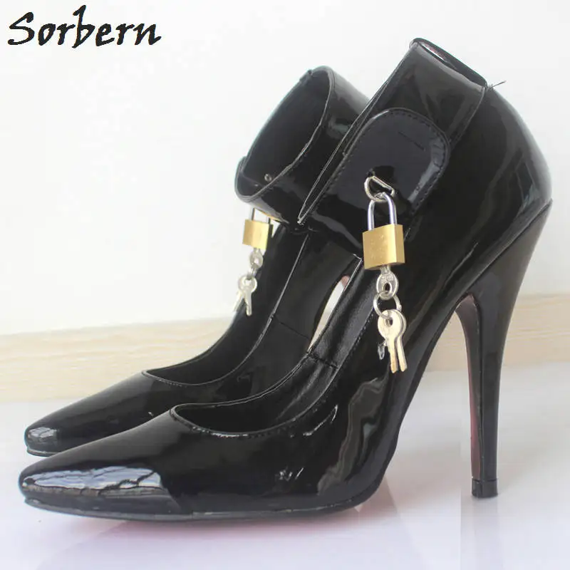 

Sorbern 12cm Fashion Women Pumps With Lock Patent Leather Custom Color Large Size Night Club For Gay Plus Size Shoes Party Pumps
