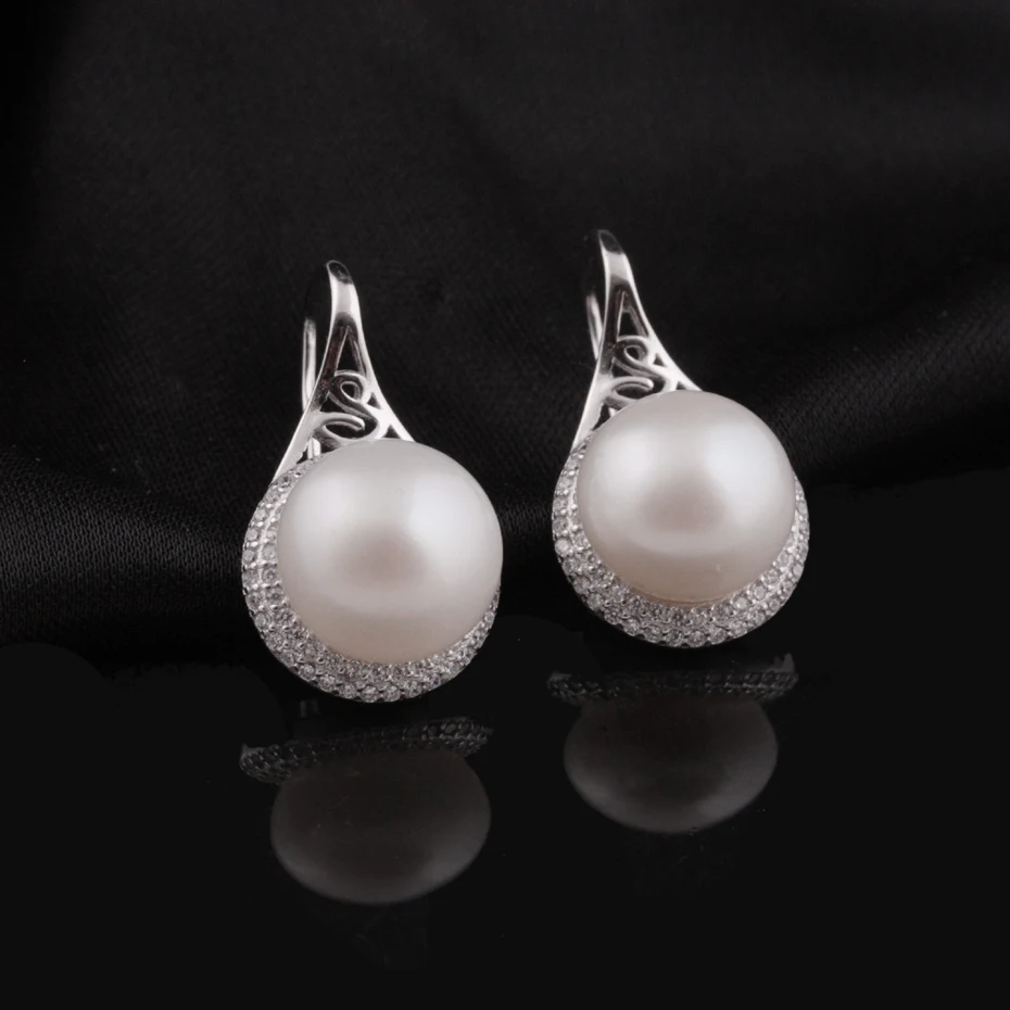 

[MeiBaPJ]New design fashion 925 sterling silver simple drop earrings genuine natural freshwater semiround pearl beads earrings