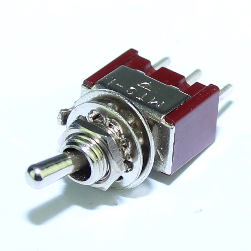 100 шт. MTS-102-C2 PCB тумблер 6 мм 3A 250VAC 6A 125VAC 3 Pin SPDT on красный цвет с коротким приводом и клеммой PCB