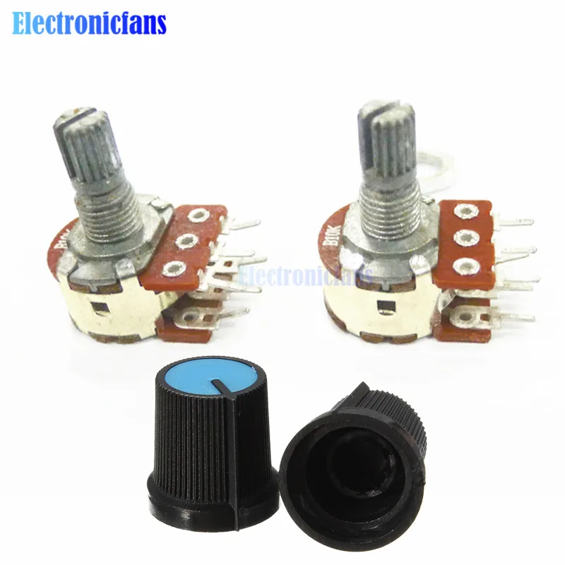 

5 Set WH148 Potentiometer B10K Speed Control Knob Control Switch 6 Pin Linear Taper Rotary Potentiometer for Arduino with Cap