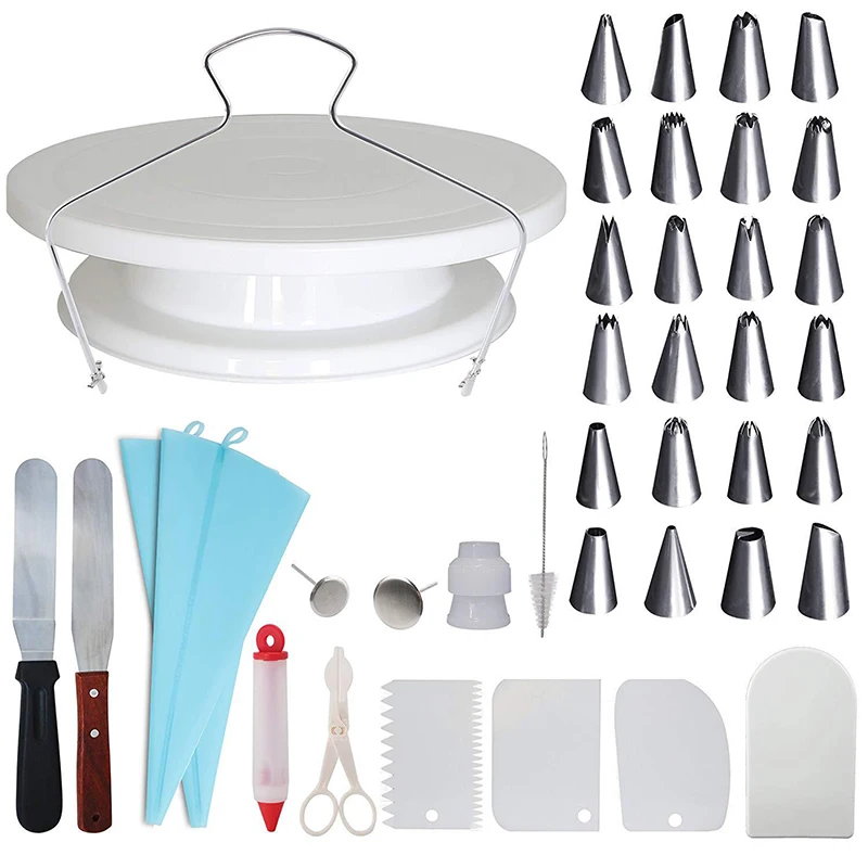 

Hoomall 40pcs Cake Turntable Cake Decorating Tools Set Cake Stand DIY Baking Tools Kitchen Display Stand Icing Tips Spatula Set