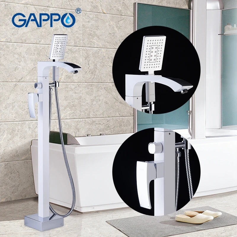 

GAPPO Standing Bathtub Faucet With Handheld Shower White Stoving Varnish For Bathroom Single Holder Bathtub Mixer Tap Faucet