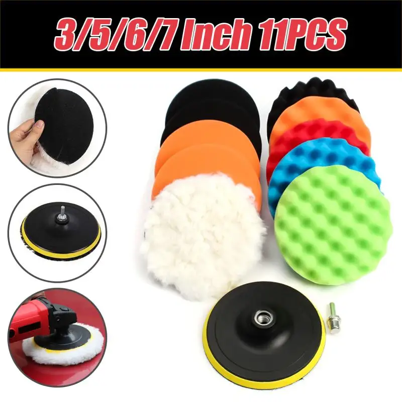 

New 11pcs 3/5/6/7 Inch Waffle Buffer Polishing Pad Set For Car Polisher 4 Inch Choices Polishing Cleaning Kit Sponge