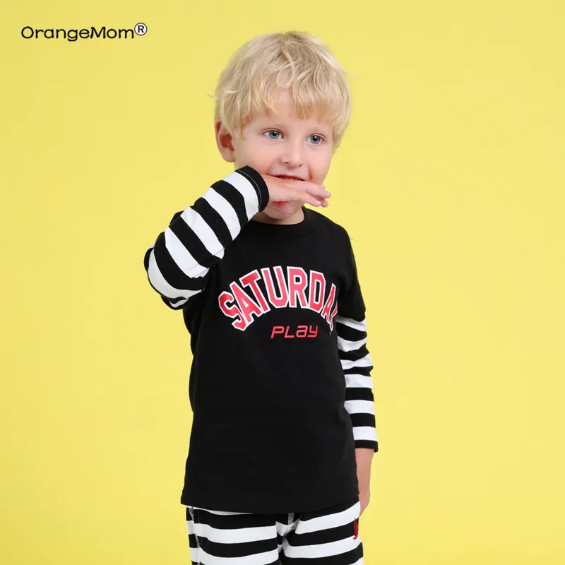 

2019 new spring mother kids t shirt for boys cotton long sleeve Children costume stripe t shirt kids boys clothing 2-8 years old
