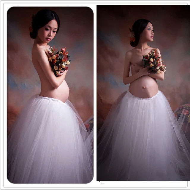 Pregnancy Elegant Fancy Gown White Lace Maternity