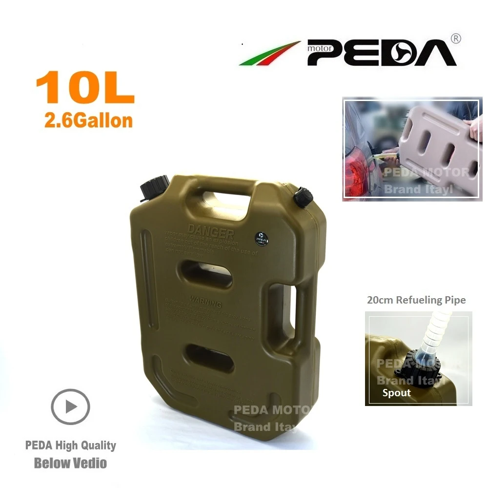 10L Jerry Can Portable fuel tank Plastic gas can ATV Gokart Utv