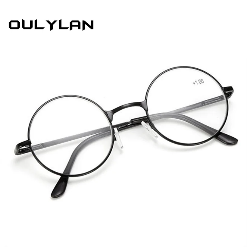 Oulylan круглые очки для чтения, мужские очки с металлической оправой, ретро очки для женщин, оптические винтажные очки, диоптрий+ 1,5+ 4,0
