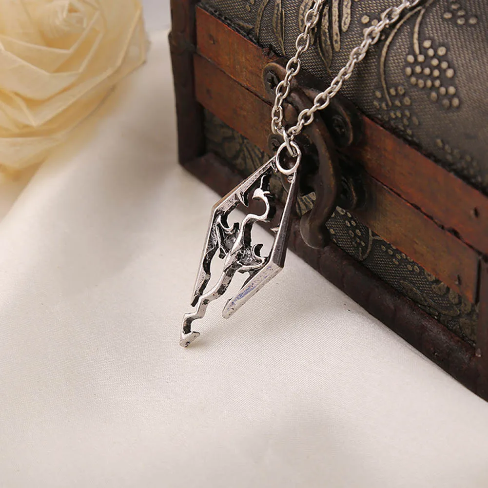 Ожерелье с подвесками в форме динозавров Skyrim Elder Scrolls Dragon Подвески винтажное ожерелье для мужчин/wo мужские ювелирные изделия