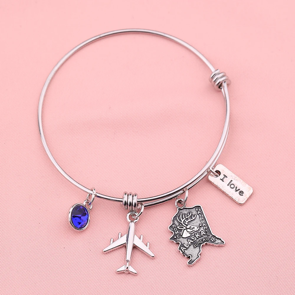 

My shape Dropshipping Alaska State Bracelet Personalized Any Alaska Map Handmade Fashion Jewelry Custom Birthday Gift
