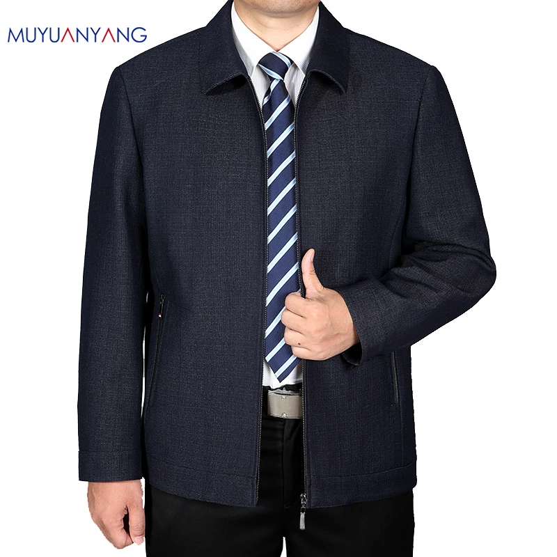 

Mu Yuan Yang Spring and Autumn Men Coats And Jackets Business Casual Solid Jackets 50% Off Men' s Jackets Zippe Overcoat