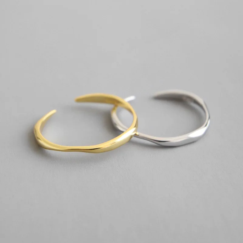 

100% 925 Sterling Silver Ring 2019 Gold Irregular Wavy Lines Rings For Women Small Ring anillos plata 925 para mujer bague femme