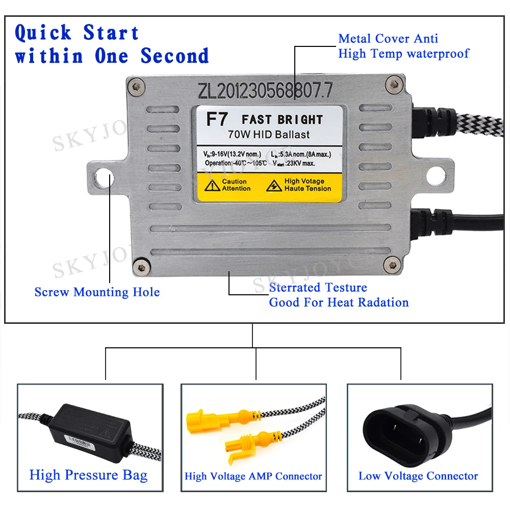 AC 70W DLT HID Ballast F7 Fast Bright Ballast Reactor For Car Headlight HID Conversion Kit Xenon H1 H7 H11 70W HID Slim Ballast (6)