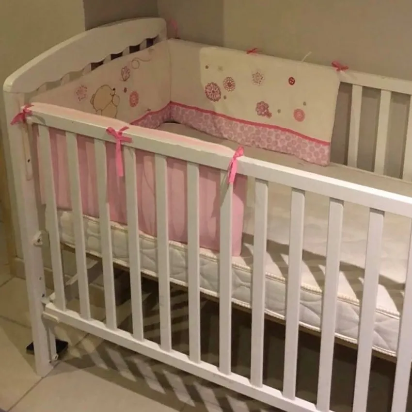 Cartoon Bear Plush/Cotton Baby Bedding Crib Bumpers Safety Baby Kids Bedding Protection Only Bumper 185cm One Piece