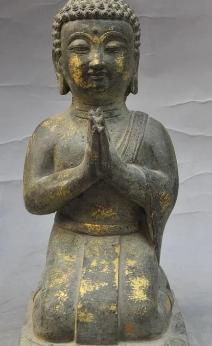 

10"tibet buddhism bronze Pray Kneel buddha sakyamuni Shakyamuni Tathagata statue