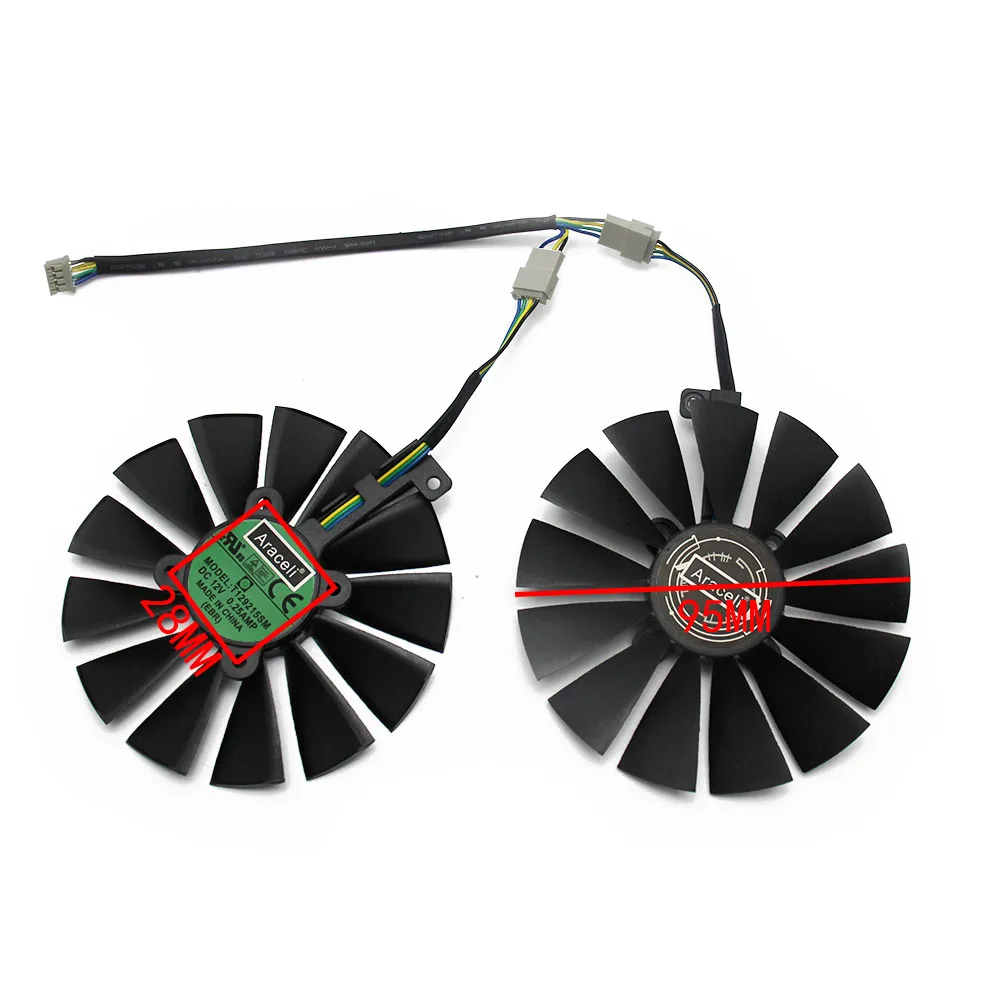 Кулер T129215SM 95 мм вентилятор охлаждения для игровой видеокарты ASUS STRIX RX 470 580 570 GTX