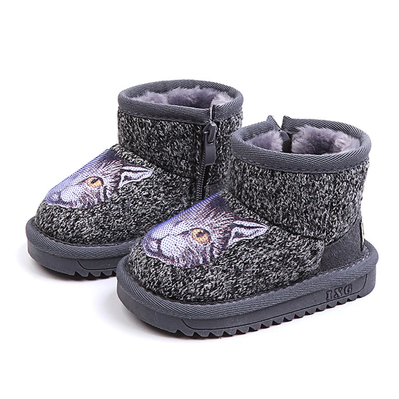 

Winter baby girls snow boots boys snowshoes kids fashion boots children ankle boots warm plush knitted cat zipper 1 to 3 yrs