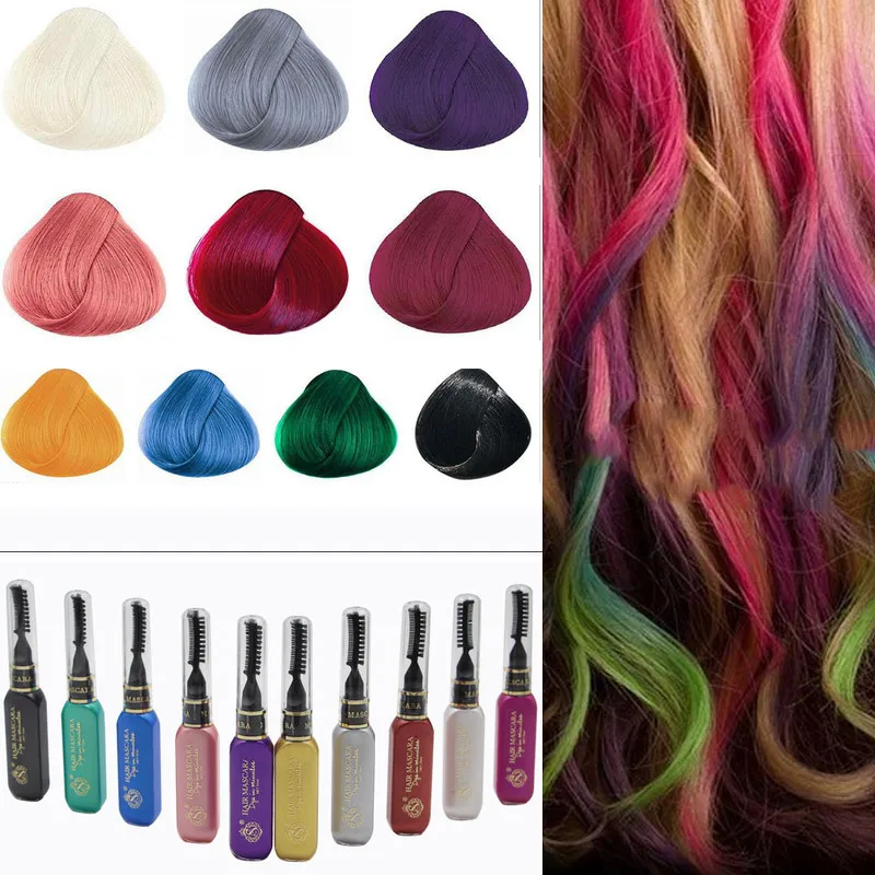 10 color Cosplay Fashion One time Hair Color Hair Dye Temporary Non