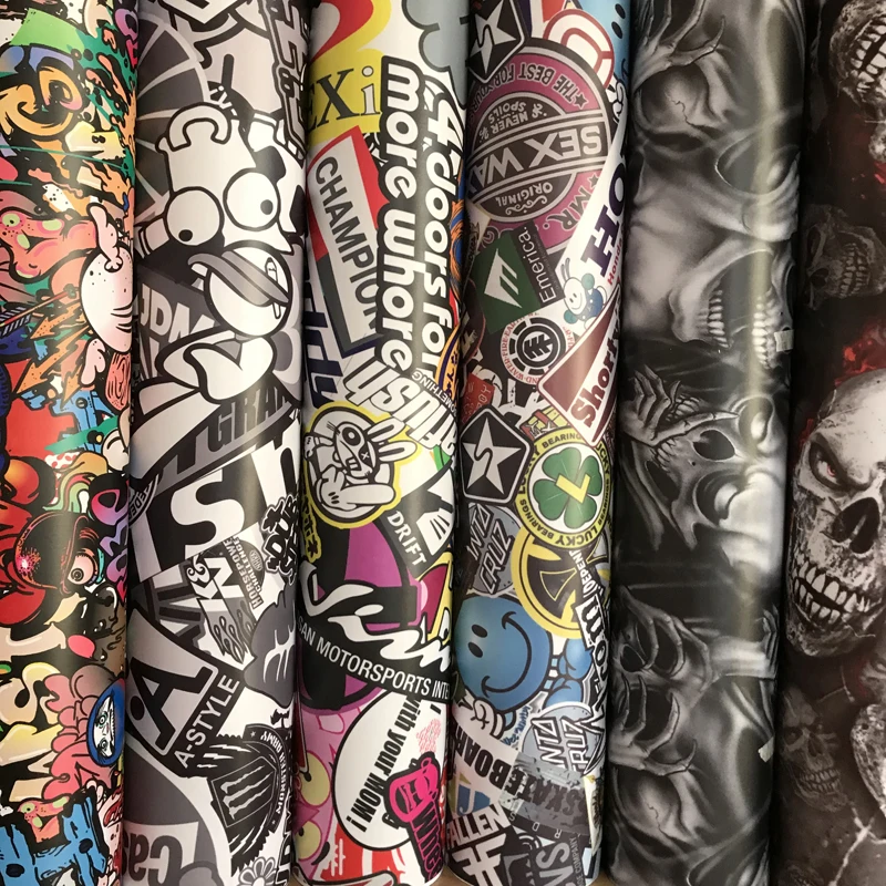 

Self Adhesive Cartoon Skull JDM Printed Sticker Bomb Vinyl Film Car Wrap Motorcycle Luggage Skateboard Furniture Sticker Decal
