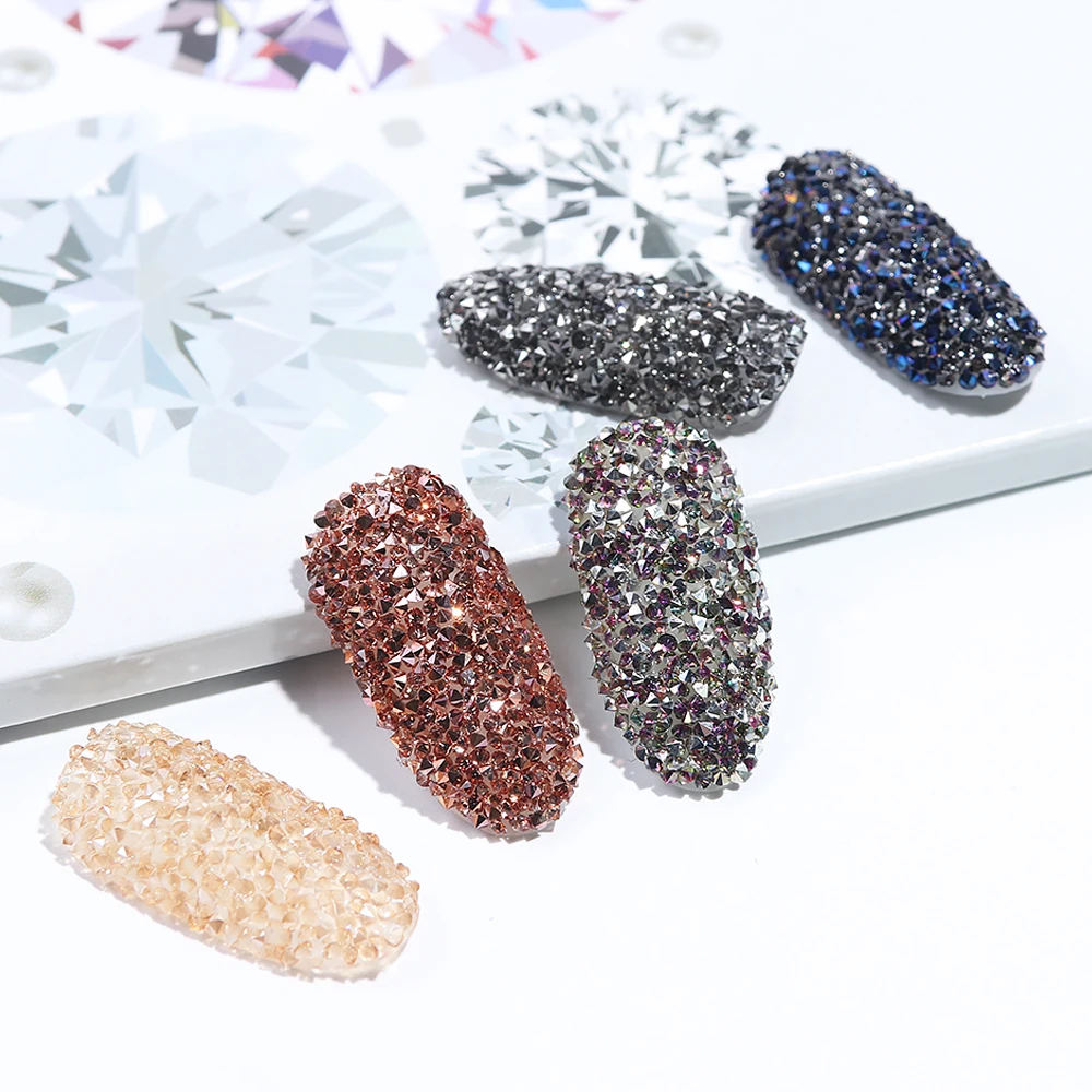 1440pcs Zircon Rhinestones Nail Strass Crystals Micro Gems 3D Glass Jewelry Beads Rainbow Rose Gold Nail Art Decorations BE757-1