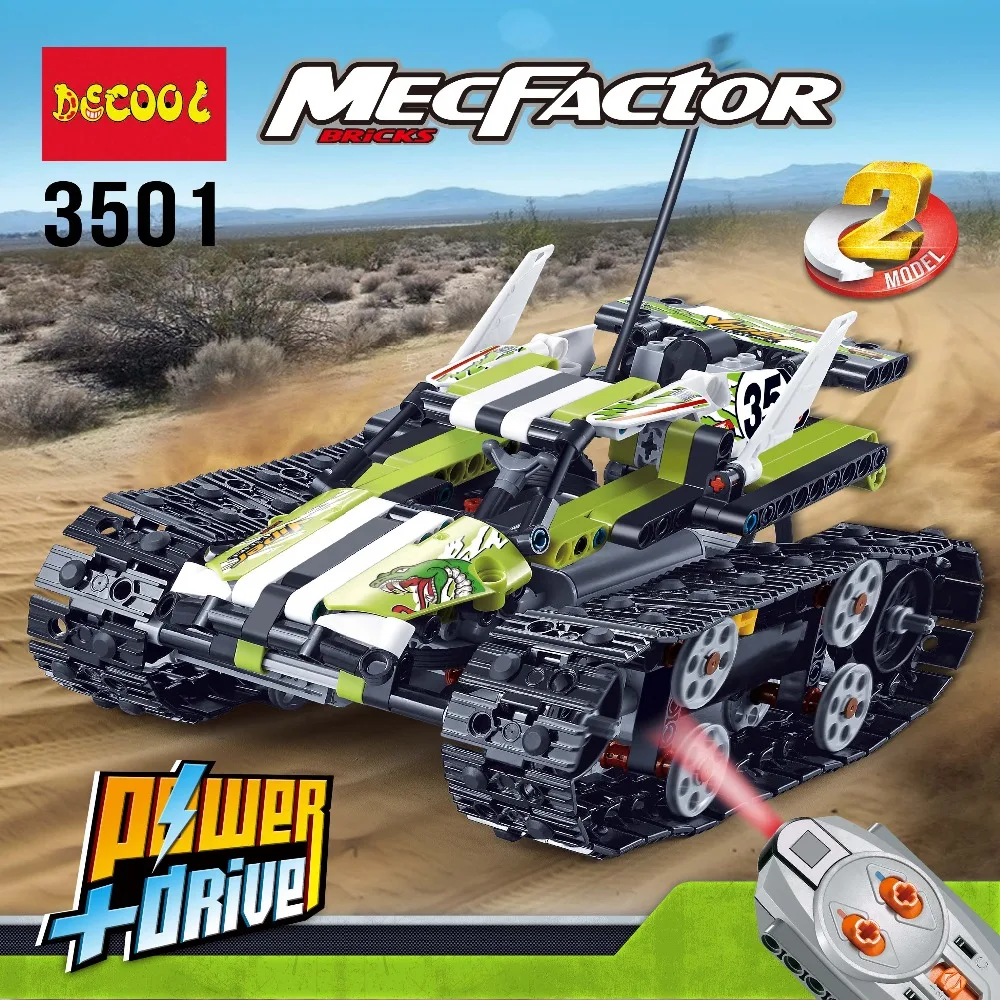 

Decool Technic 2Model Telecontrol RC TRACKED RACER Compatible Legoingly 42065 480+pcs Building Block bricks Toys For Children