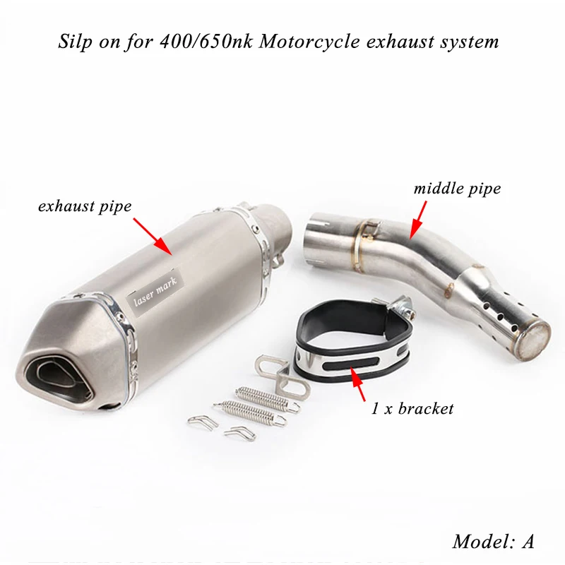 

Motorcycle Stainless Steel Middle Connecting Pipe Modified 51mm Tail Exhaust Muffler Pipe Silp on for 400NK 650NK