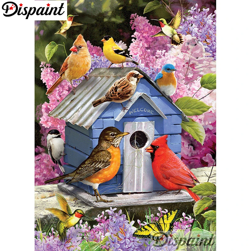 

Dispaint Full Square/Round Drill 5D DIY Diamond Painting "Birds and flowers" Embroidery Cross Stitch 3D Home Decor A10388