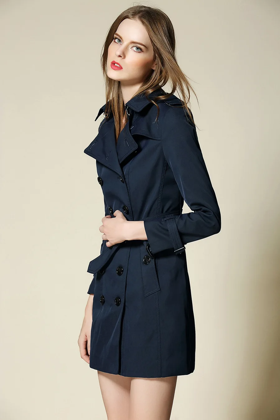 Yeni 2018 Burdully trençkot kadın B marka fabrika iyi fiyat klasik İngiliz  Tarzı trençkot Orta uzun kadın zarif palto _ - AliExpress Mobile
