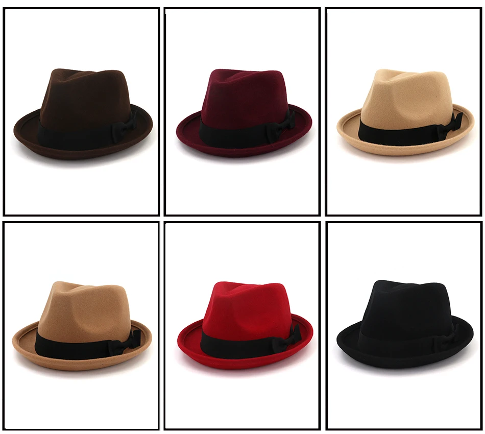 FS Британский бант шерстяные фетровые шляпы хаки красный джаз шляпа в стиле винтаж церковный дредсс шляпа для женщин Элегантная классическая мужская кепка джентльмена