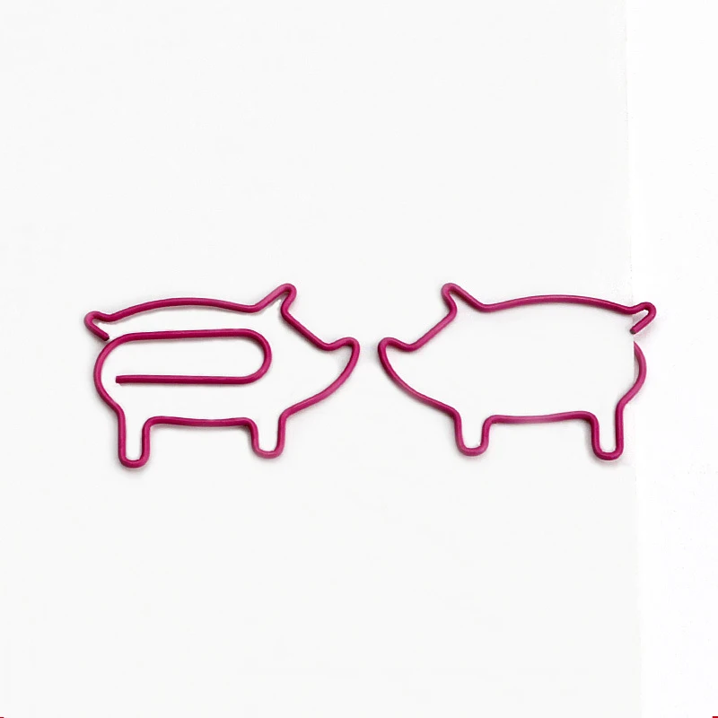 10 шт./лот, милая мультяшная свинья, животные, розовая Закладка, скрепка для бумаги, выдалбливают металлические скрепки, скрепки для заметок, букв, канцелярские принадлежности