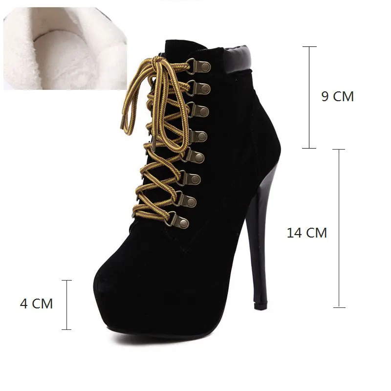 brown Mode Herbst Boot Dame Neue Stiefeletten Winter Weibliche Red Für black Warme Hohe Schuhe Frauen Plattform Ferse Sexy pink qqSUFnCwW